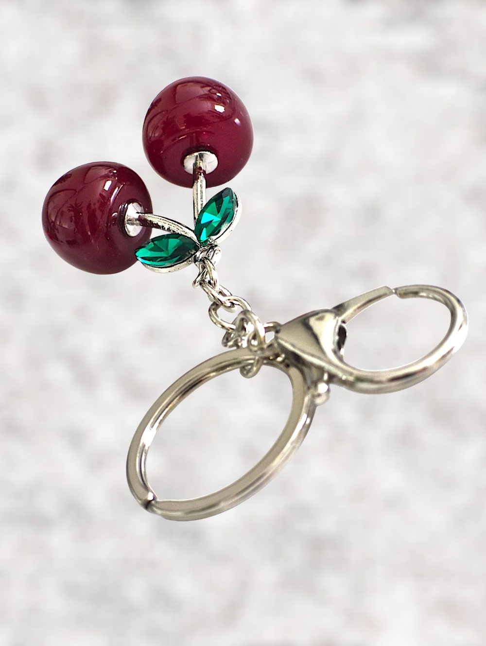 Dark Red Cherry Bag Charm / Keychain - Picture 2 of 2